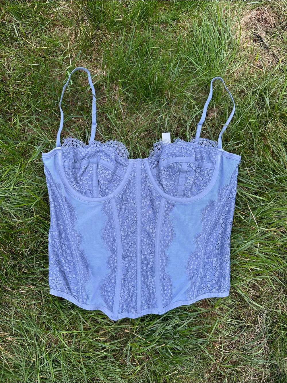 UO Lace Bustier Corset Top - Blue/Purple